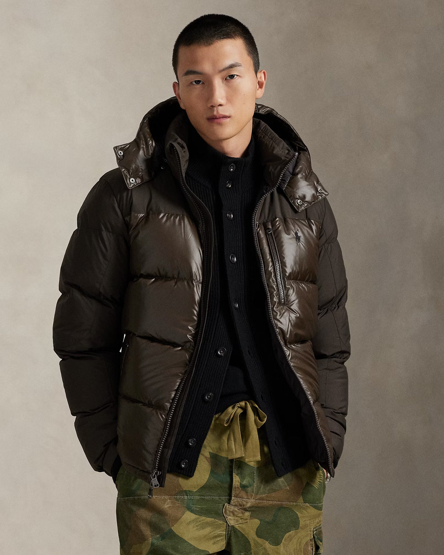 GORHAM TWO-TONE DOWN JACKET ANTIQUE BROWN