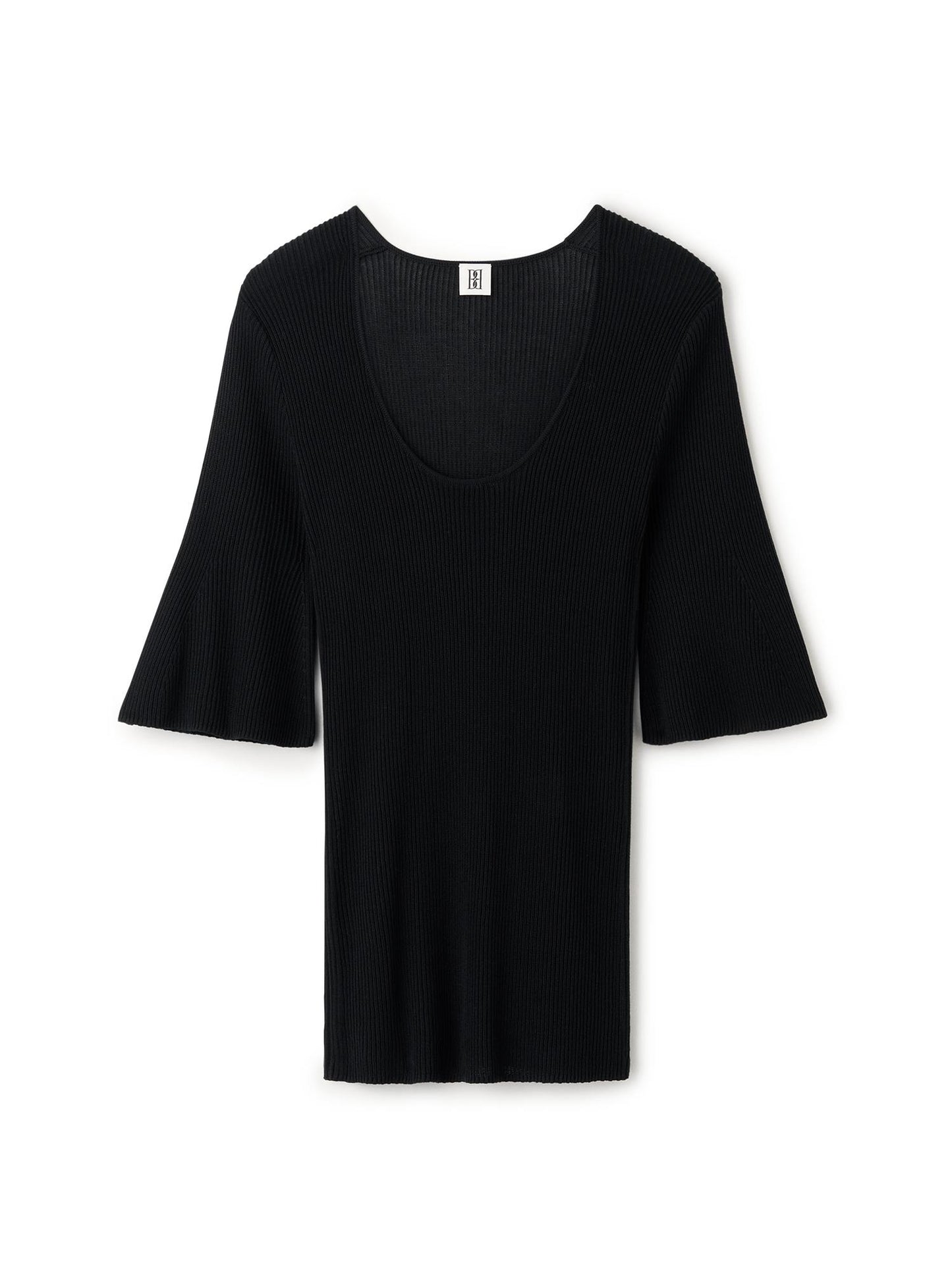 REMONA RIBBED-KNIT TOP BLACK