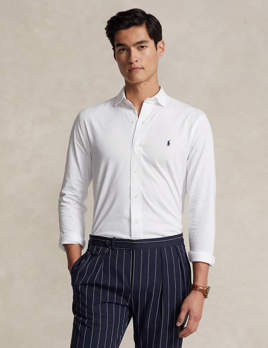 Jersey Spread-Collar Shirt White