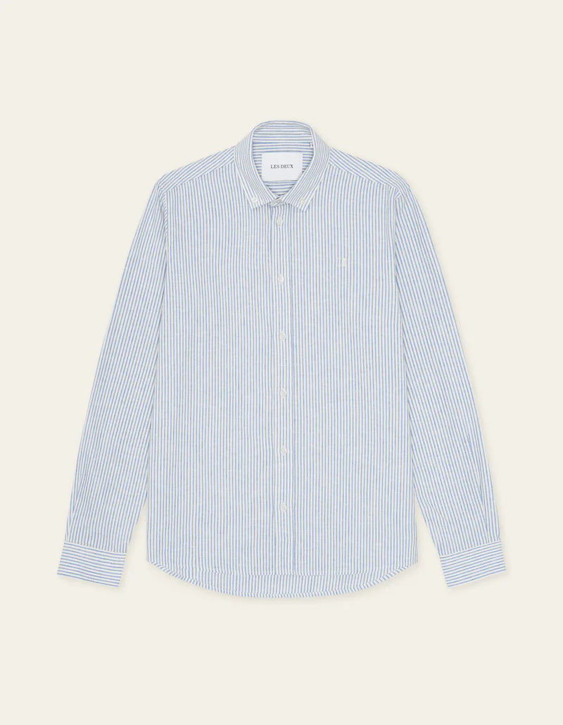 KONRAD STRIPE COTTON LINEN SHIRT ALLURE BLUE