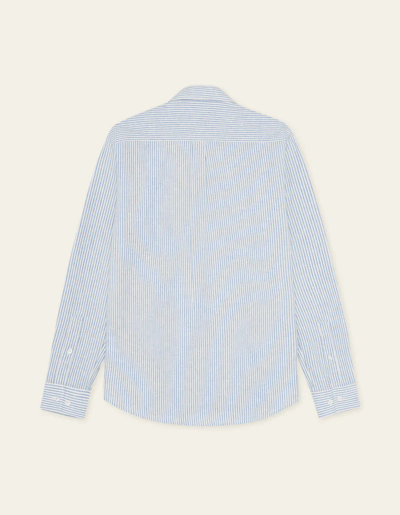 KONRAD STRIPE COTTON LINEN SHIRT ALLURE BLUE