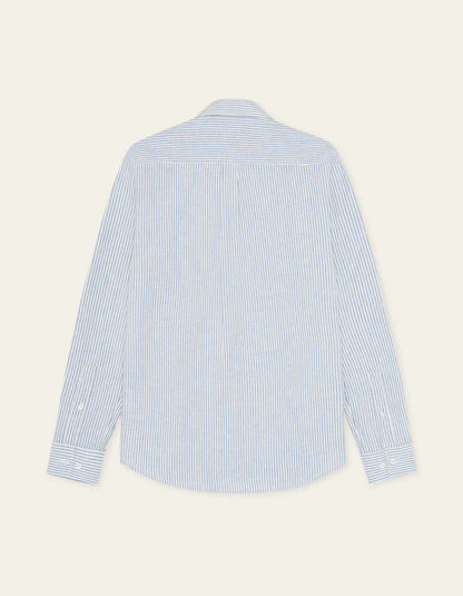 KONRAD STRIPE COTTON LINEN SHIRT ALLURE BLUE