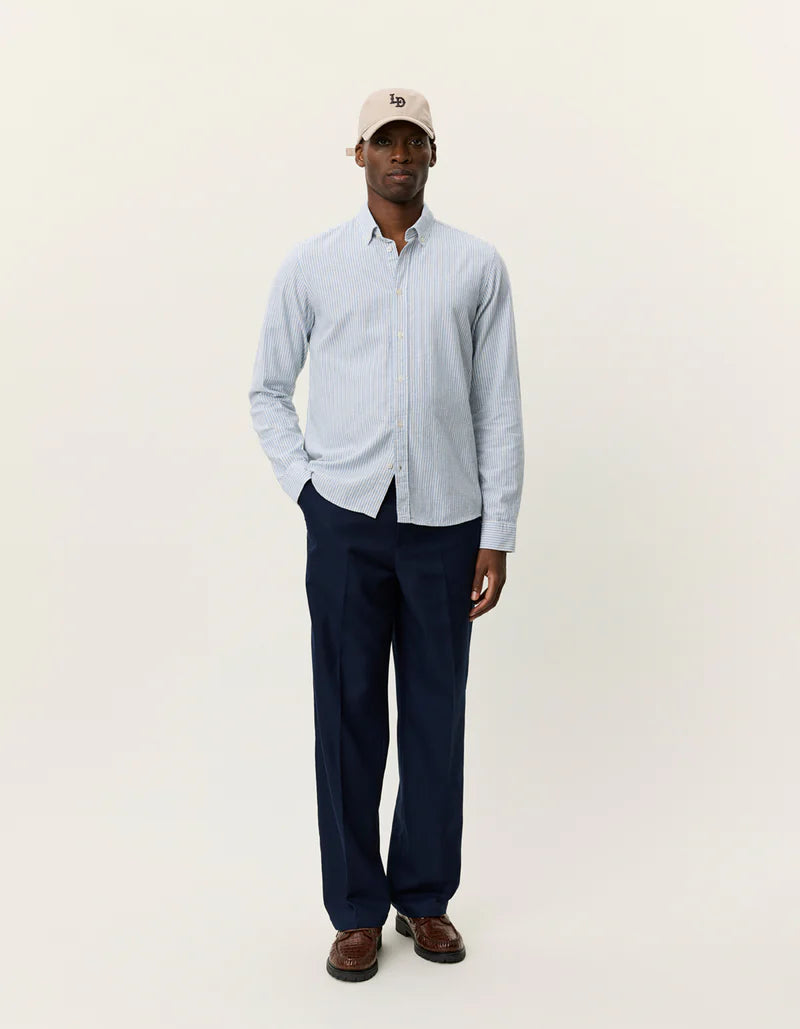 KONRAD STRIPE COTTON LINEN SHIRT ALLURE BLUE