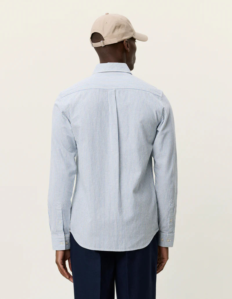 KONRAD STRIPE COTTON LINEN SHIRT ALLURE BLUE