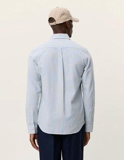 KONRAD STRIPE COTTON LINEN SHIRT ALLURE BLUE