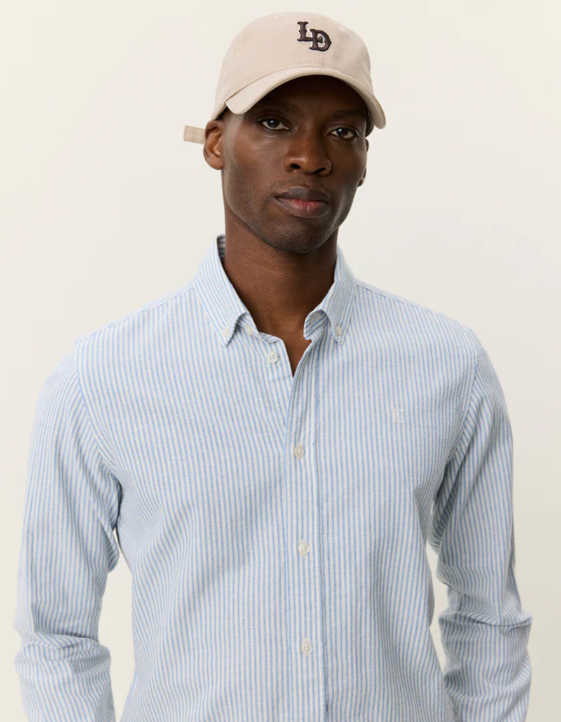 KONRAD STRIPE COTTON LINEN SHIRT ALLURE BLUE