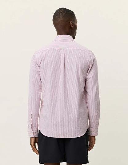 KONRAD STRIPE COTTON LINEN SHIRT PINK