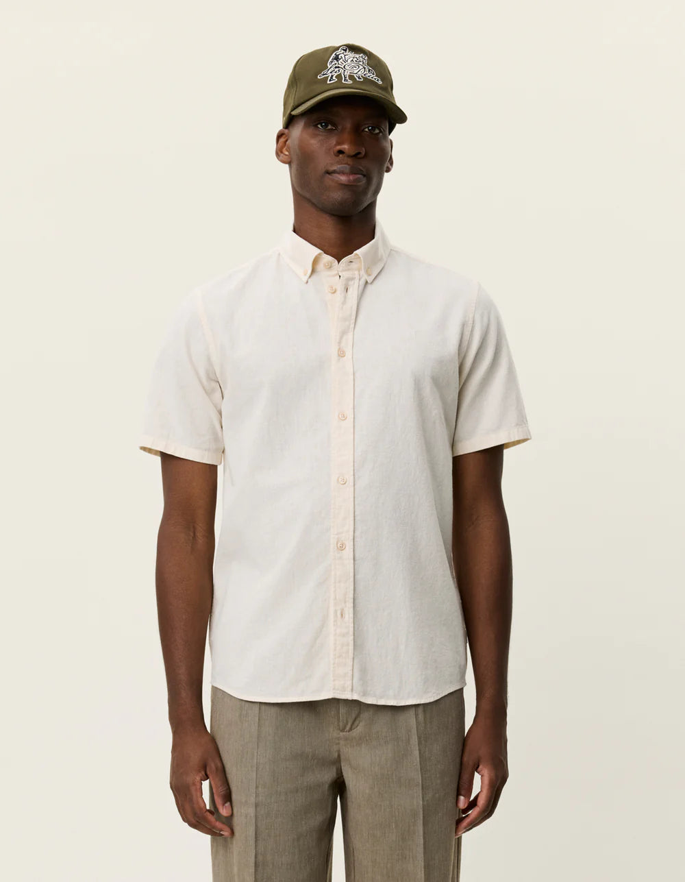 KONRAD COTTON LINEN SS SHIRT WHITE