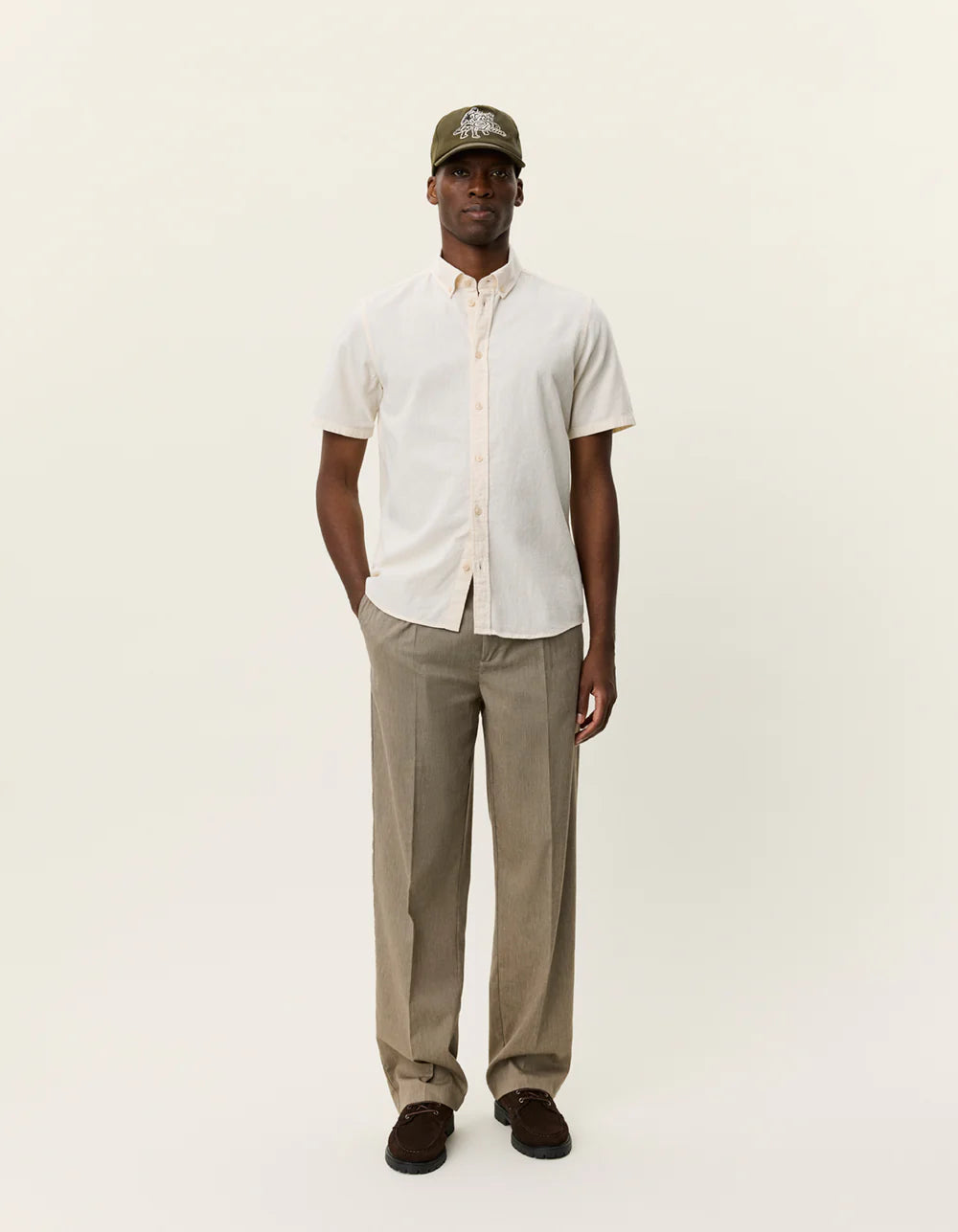 KONRAD COTTON LINEN SS SHIRT WHITE