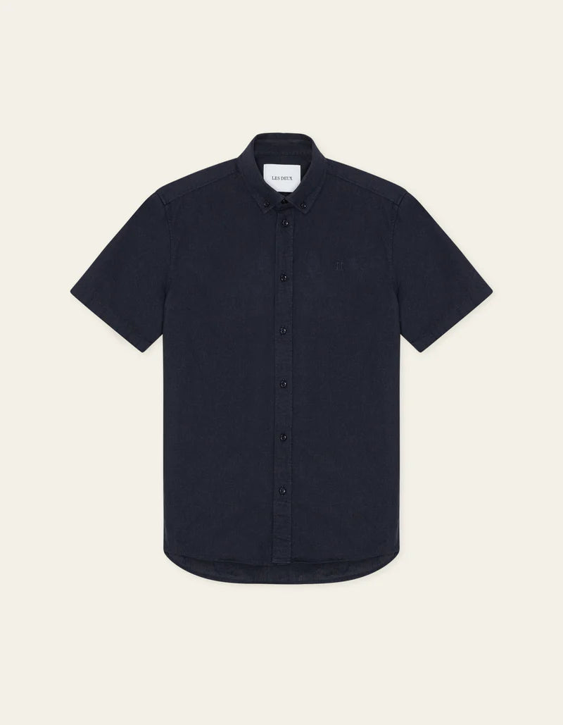 KONRAD COTTON LINEN SS SHIRT NAVY