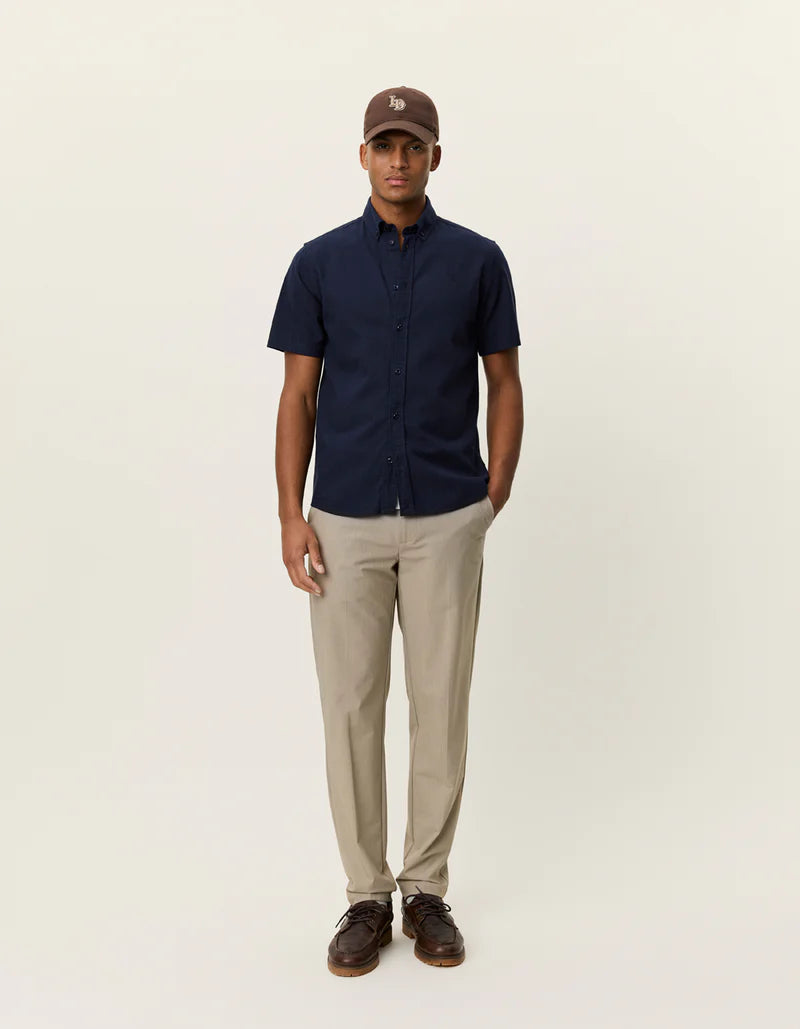 KONRAD COTTON LINEN SS SHIRT NAVY