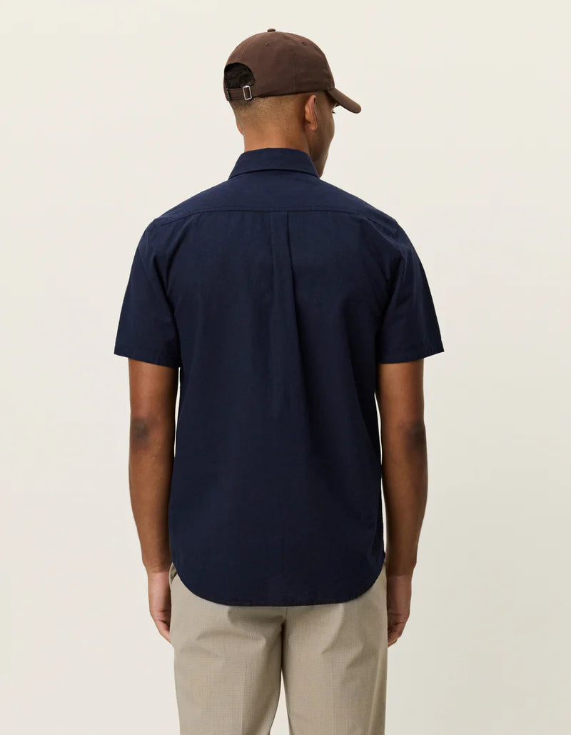 KONRAD COTTON LINEN SS SHIRT NAVY