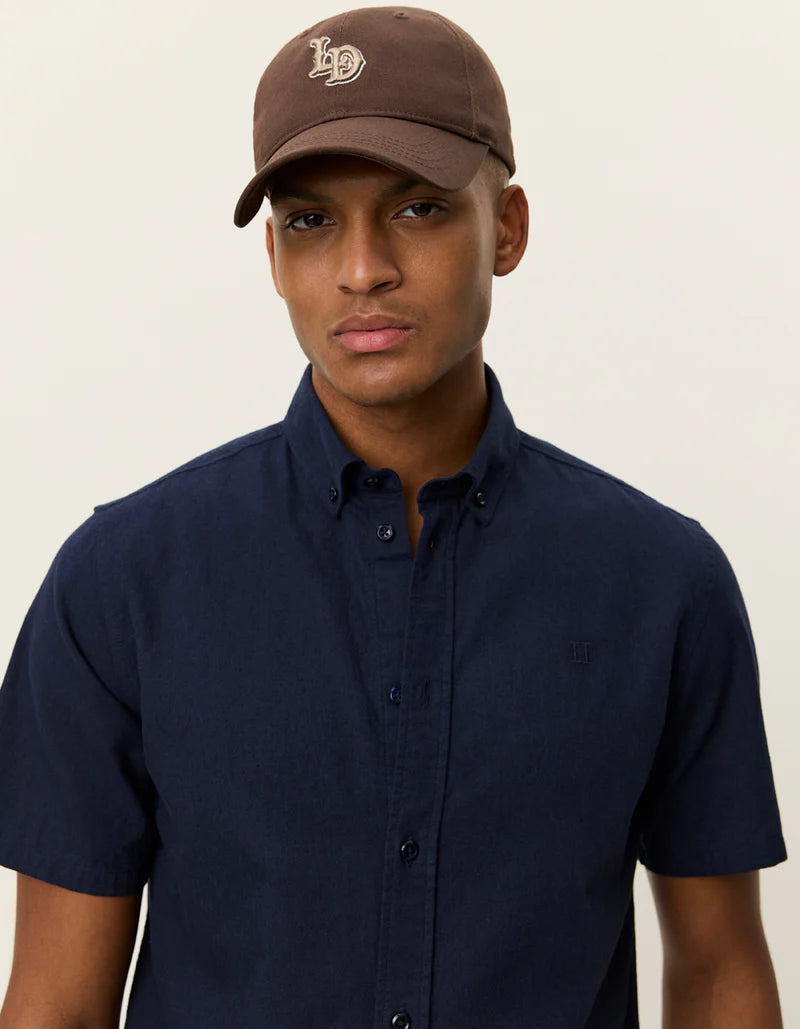 KONRAD COTTON LINEN SS SHIRT NAVY