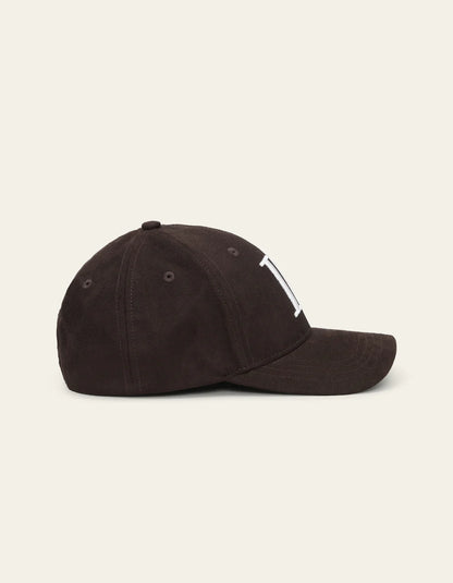 ENCORE SUEDE BASEBALL CAP COFFEE BROWN