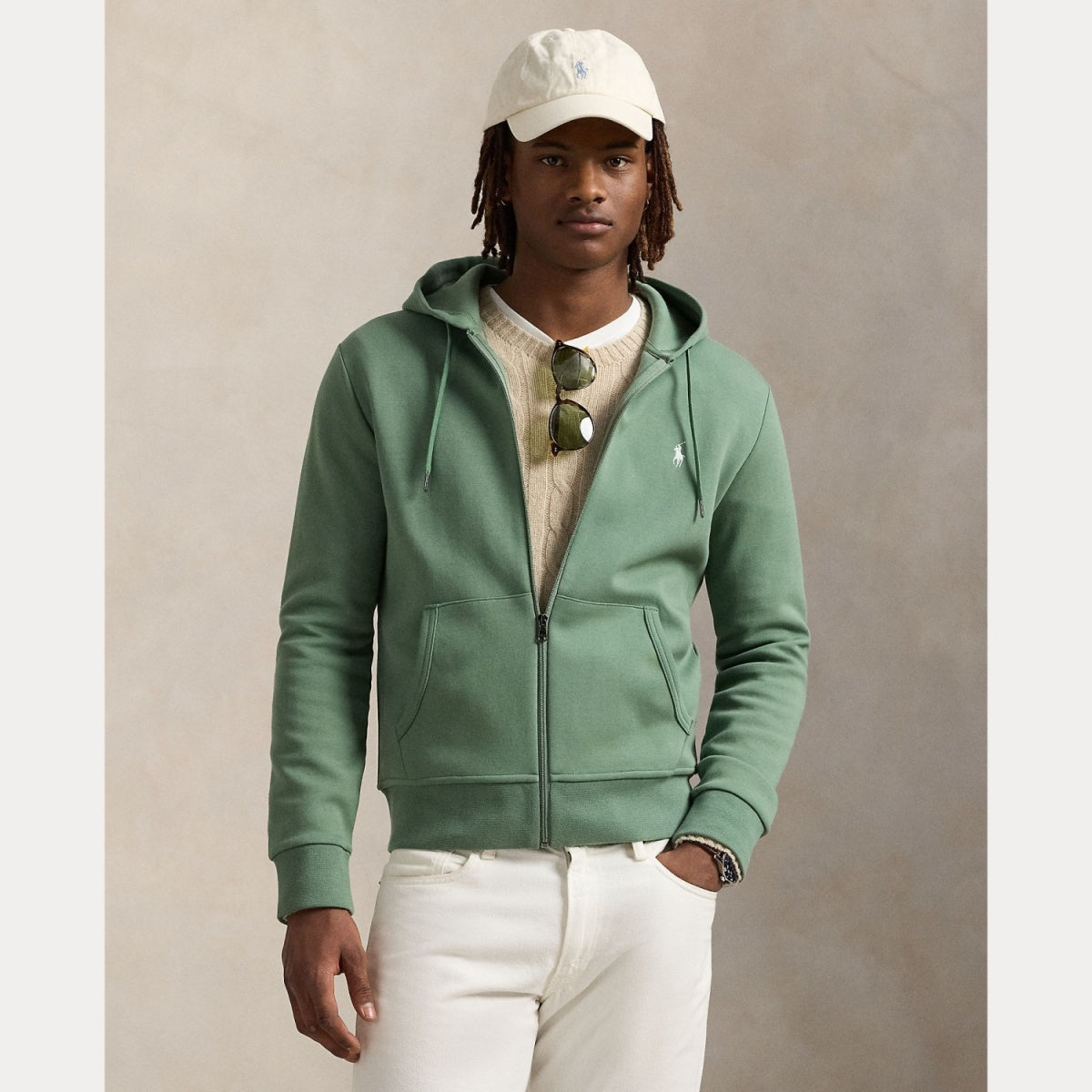 DOUBLE KNIT ZIP UP HOODIE FATIGUE