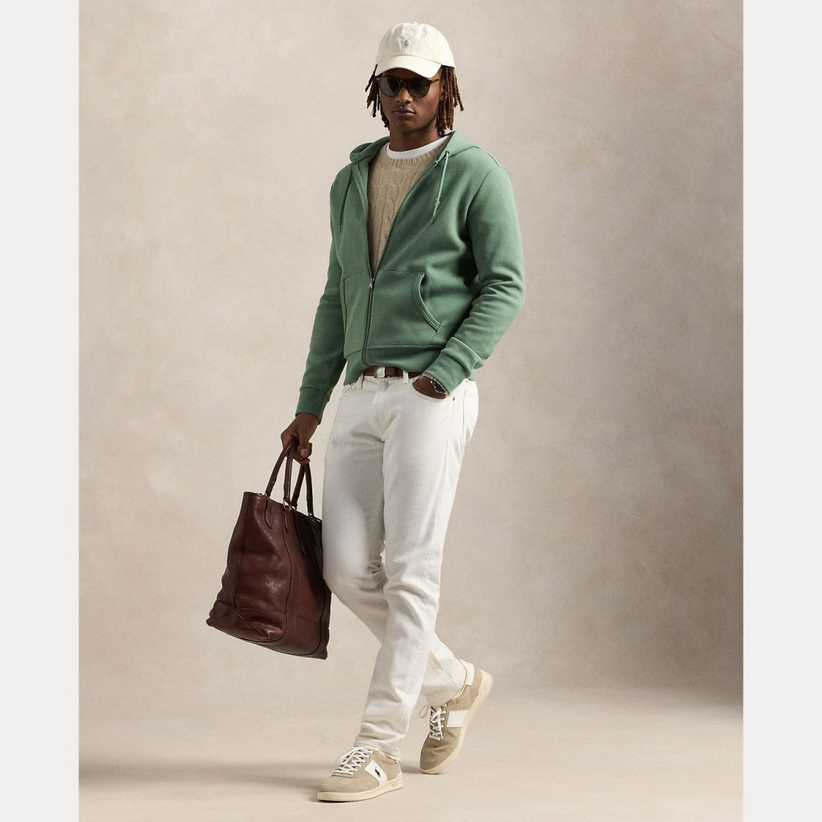 DOUBLE KNIT ZIP UP HOODIE FATIGUE