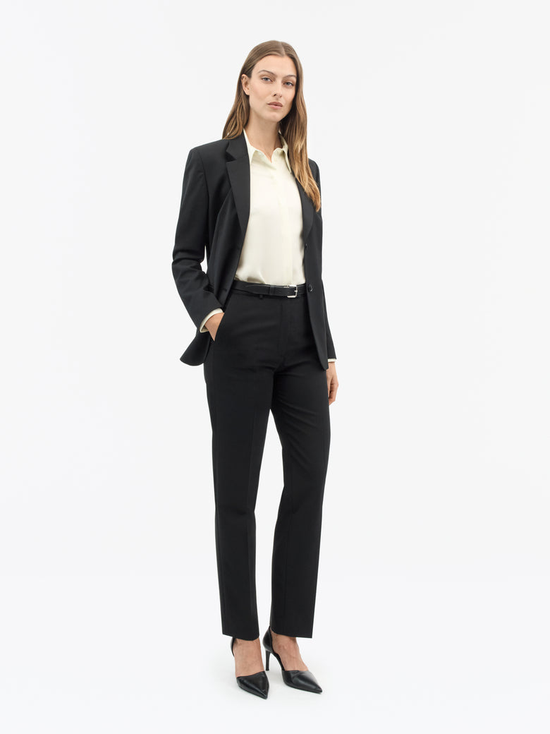 ELLER SLIM STRAIGHT TROUSERS BLACK