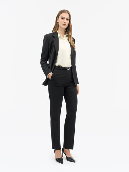ELLER SLIM STRAIGHT TROUSERS BLACK
