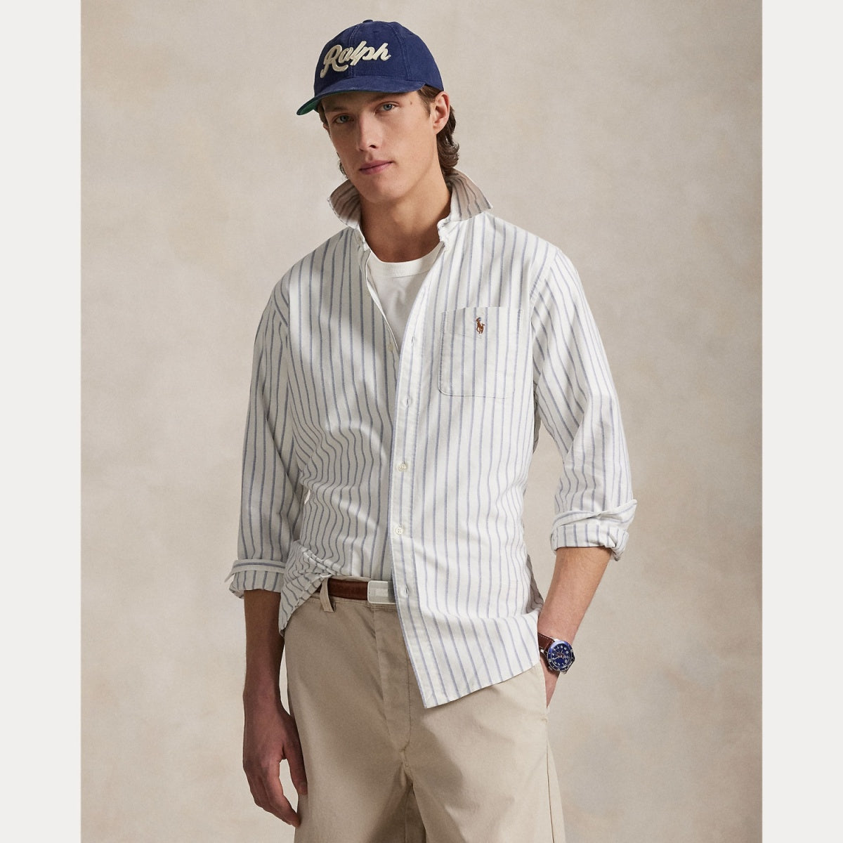 CLASSIC OXFORD CUSTOM-FIT STRIPE WHITE/BLUE