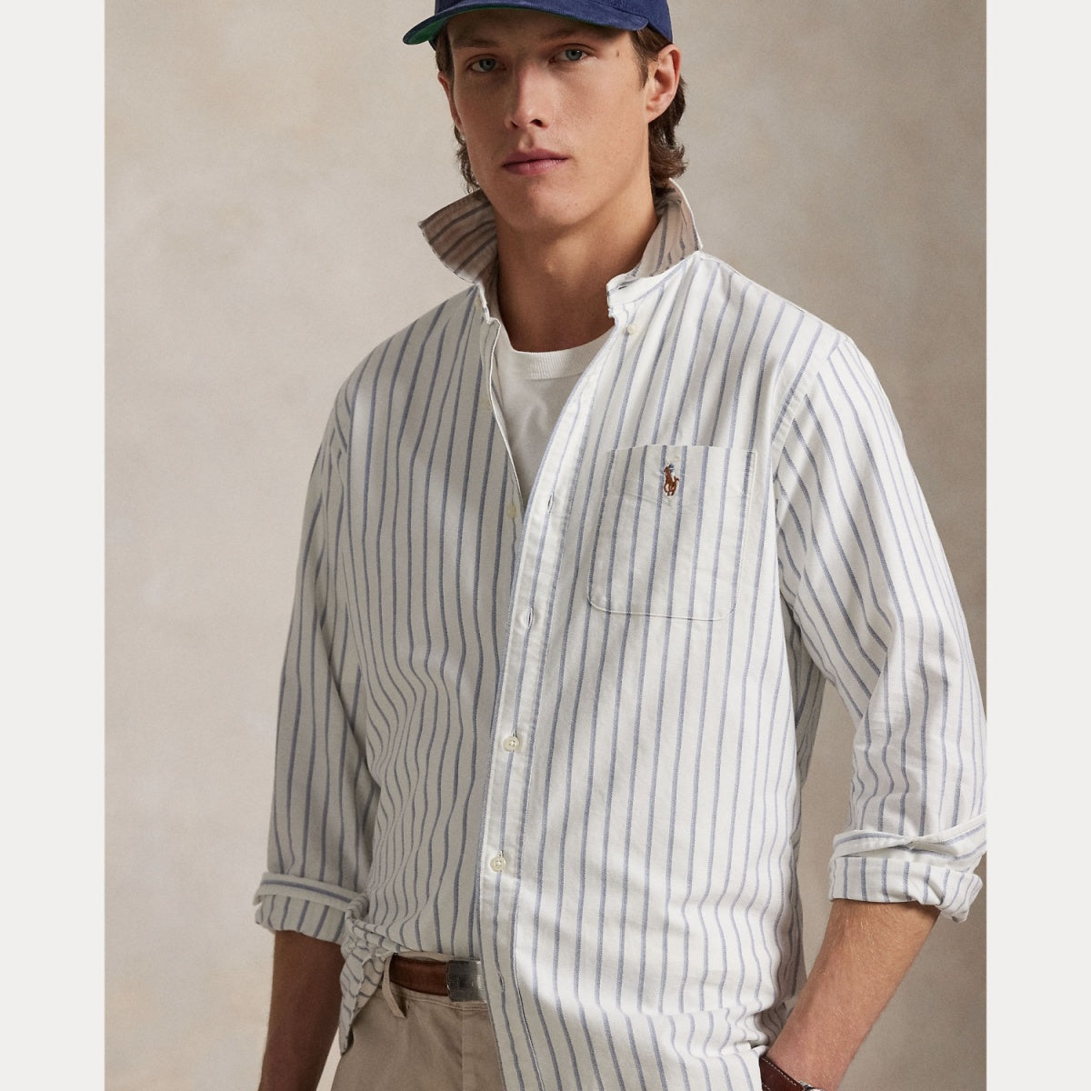 CLASSIC OXFORD CUSTOM-FIT STRIPE WHITE/BLUE