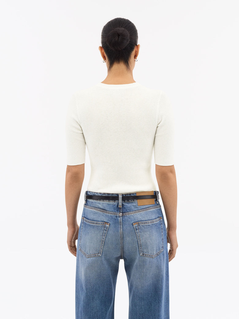 ORVI SLIM KNITTED T-SHIRT WHITE