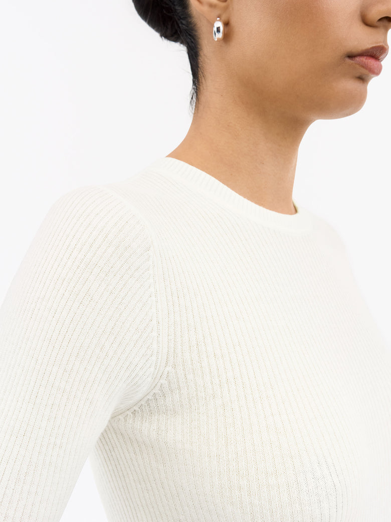 ORVI SLIM KNITTED T-SHIRT WHITE