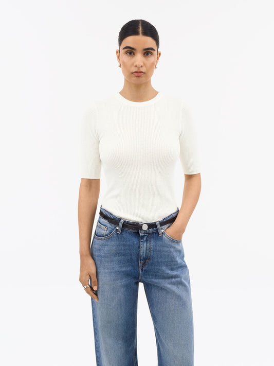ORVI SLIM KNITTED T-SHIRT WHITE
