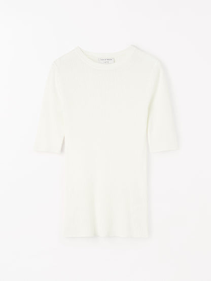 ORVI SLIM KNITTED T-SHIRT WHITE
