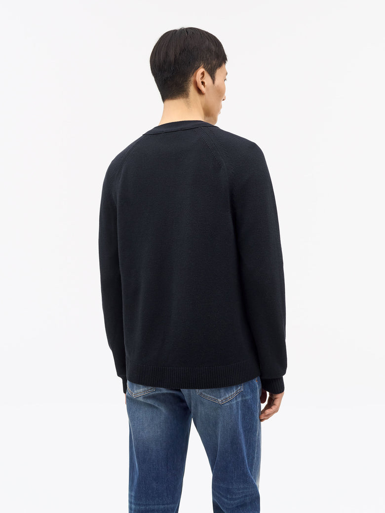 EDDIE RWS MERINO CARDIGAN DARK BLUE