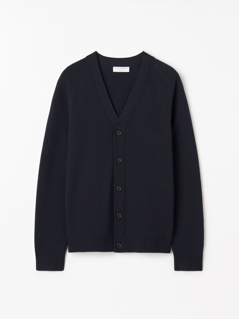 EDDIE RWS MERINO CARDIGAN DARK BLUE