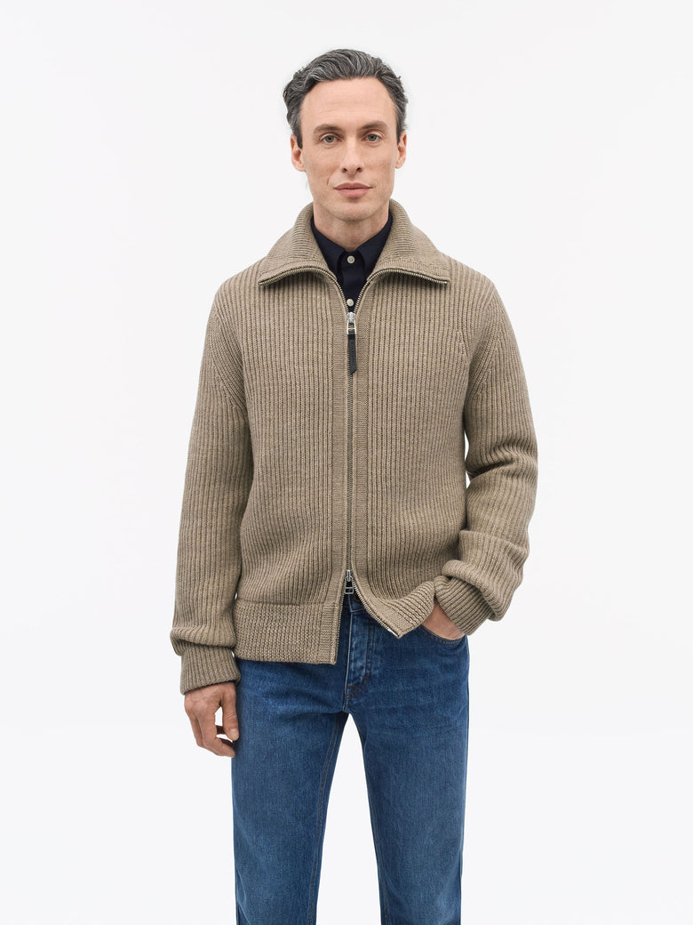 NIALL ZIP-UP WOOL CARDIGAN
