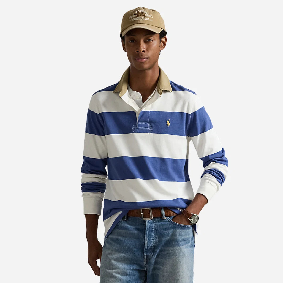CLASSIC FIT KHAKI-COLLAR RUGBY SHIRT