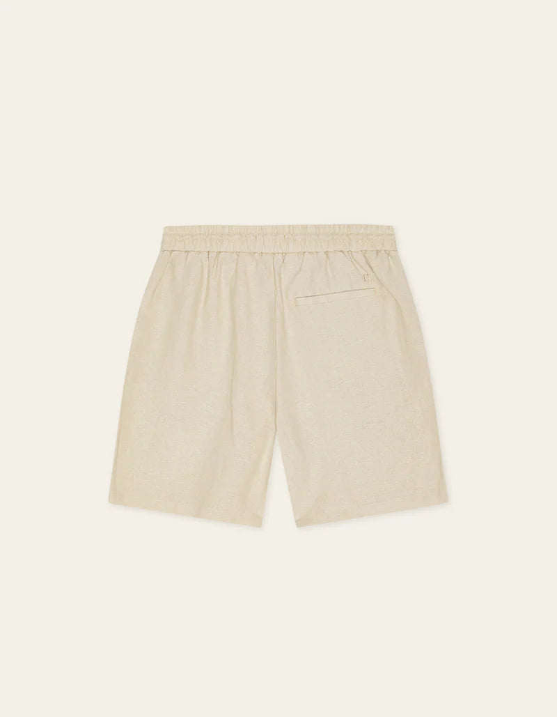 DRAWSTRING LINEN SHORTS LIGHT SAND