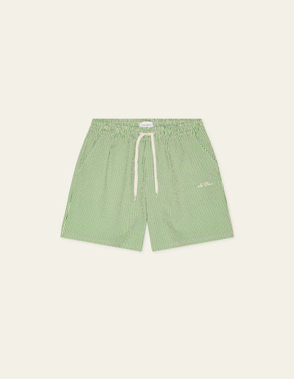 STRIPE SEERSUCKER SWIM SHORTS GREEN