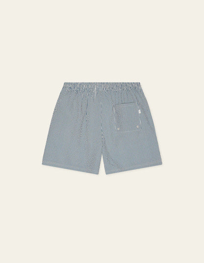 STRIPE SEERSUCKER SWIM SHORTS BLUE