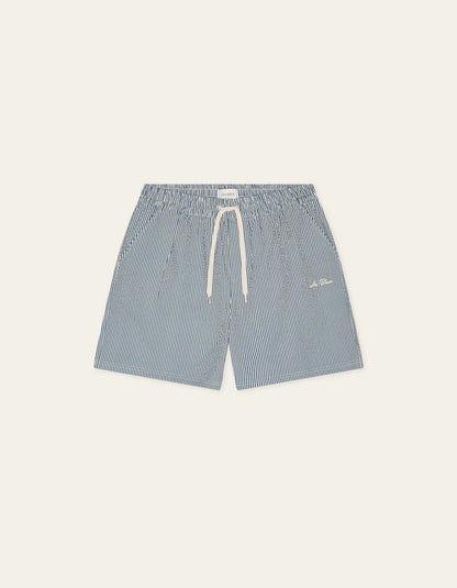 STRIPE SEERSUCKER SWIM SHORTS BLUE