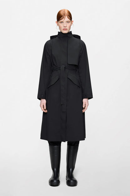 SUVA HARDSHELL TRENCH COAT BLACK