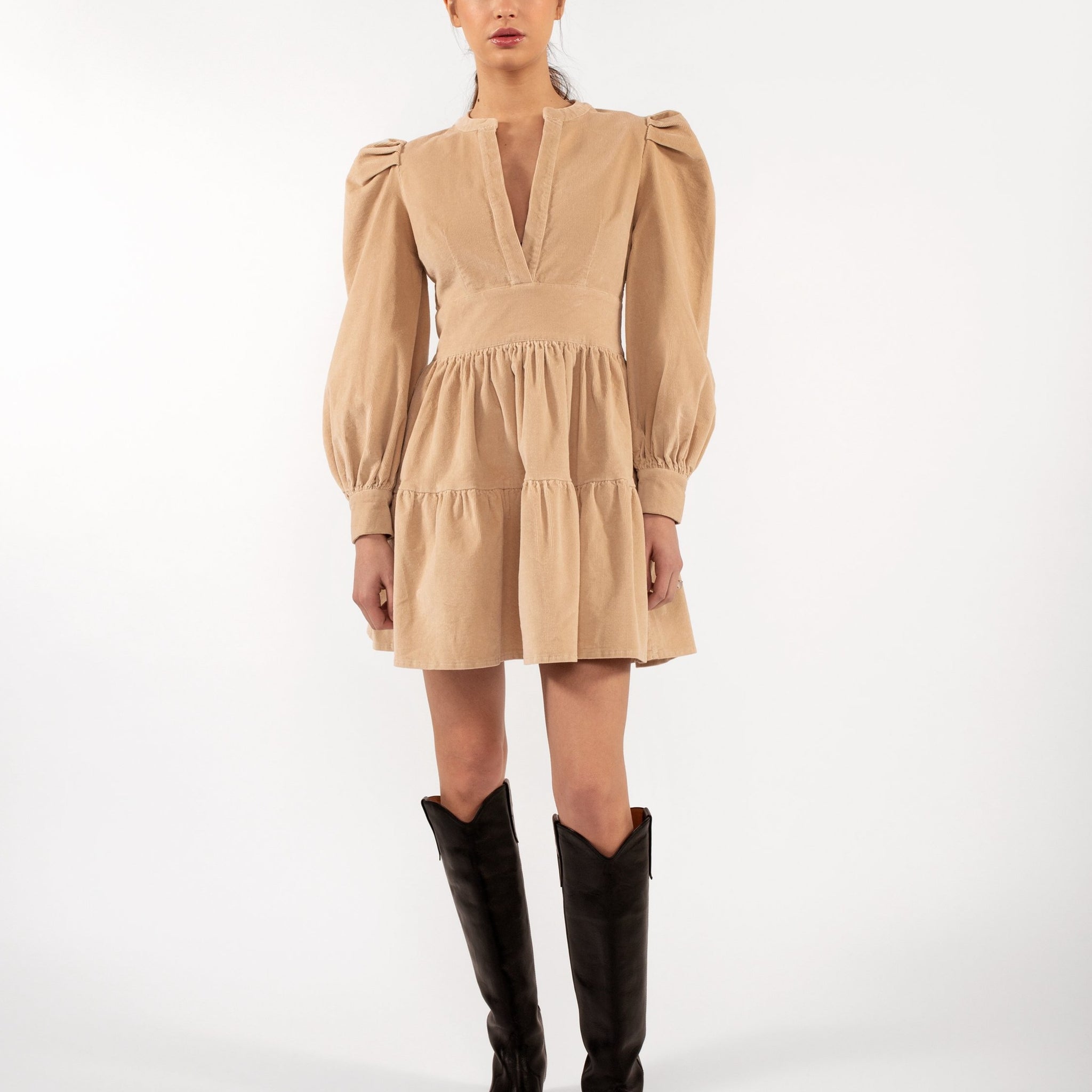 ISABELLA CORDUROY DRESS HUMUS