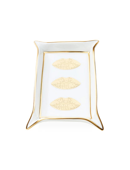 LIPS VALET TRAY WHITE/GOLD