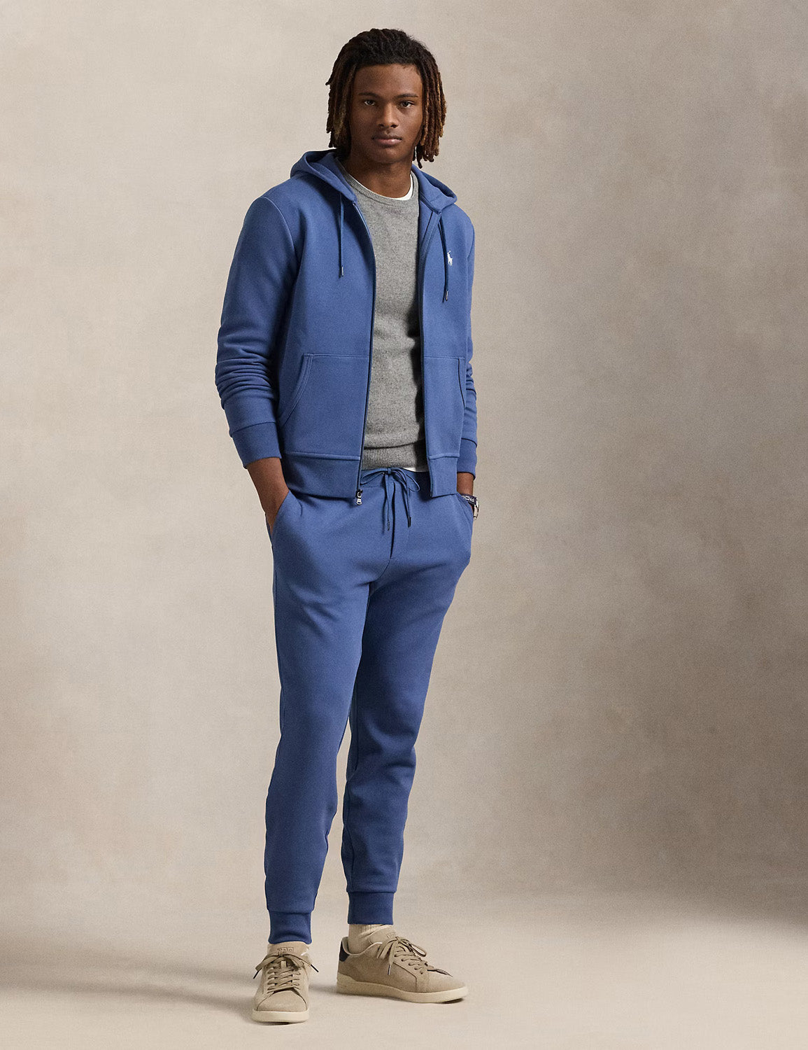 DOUBLE-KNIT JOGGING BOTTOM EARTH BLUE