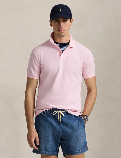 Custom Slim Fit Mesh Polo Shirt Bath Pink