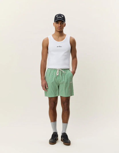 STRIPE SEERSUCKER SWIM SHORTS GREEN