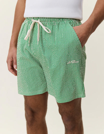 STRIPE SEERSUCKER SWIM SHORTS GREEN