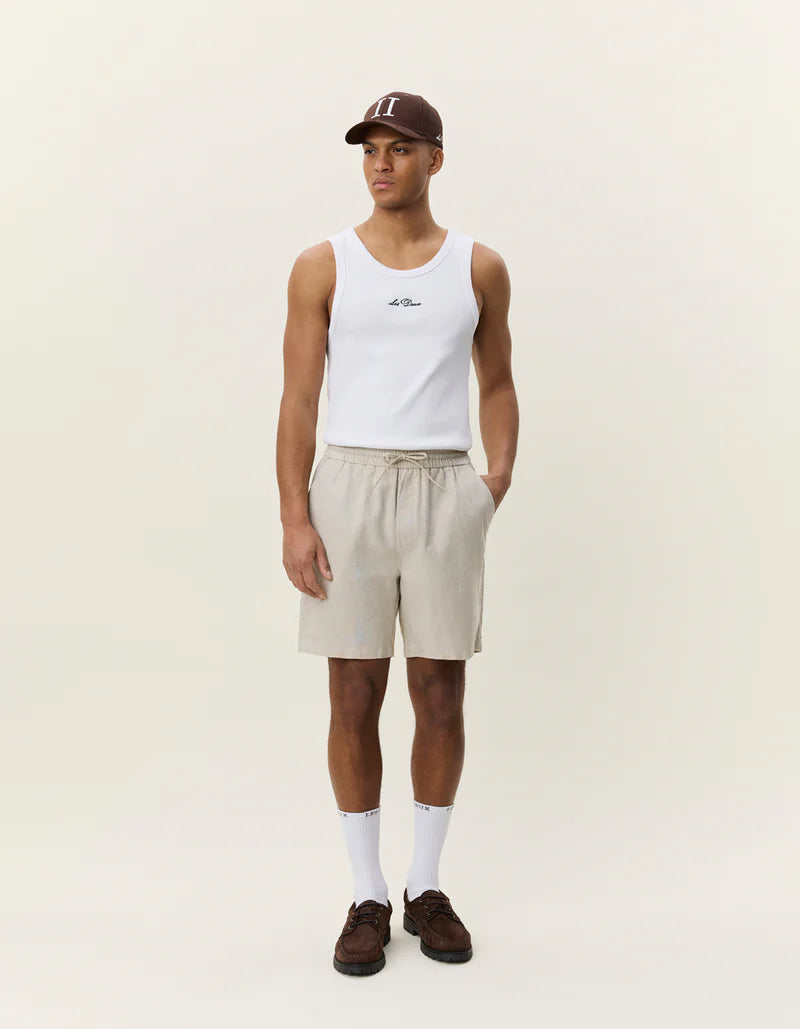 DRAWSTRING LINEN SHORTS LIGHT SAND