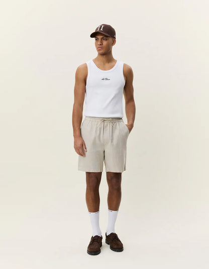 DRAWSTRING LINEN SHORTS LIGHT SAND