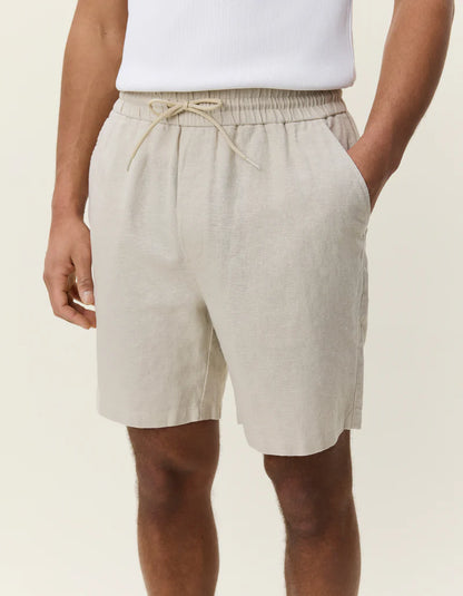 DRAWSTRING LINEN SHORTS LIGHT SAND
