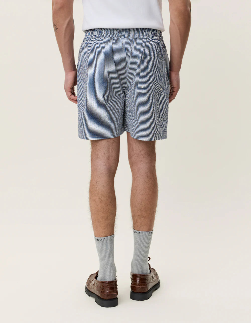 STRIPE SEERSUCKER SWIM SHORTS BLUE