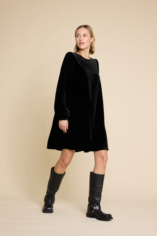 LUNA VELVET DRESS BLACK