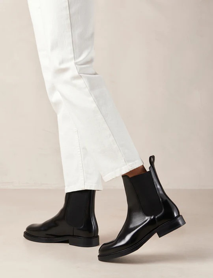 Lanz Black Leather Ankle Boots