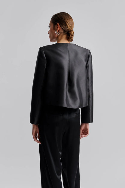 RUTHIE CROPPED LONG SLEEVE BLOUSE BLACK